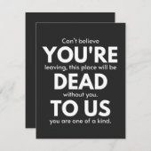 あなたは我々に死んで、同僚が行っ遠くにたおもしろい。 サンキューカード (正面/裏面)