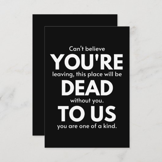 あなたは我々に死んで、同僚が行っ遠くにたおもしろい。 ノートカード (正面/裏面)