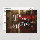 あなたは招待されクリスマスホリデーパーティレッドデコール インビテーションポストカード (正面/裏面)