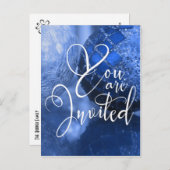 あなたは招待されホリデーパーティー、青いガラスボール1 インビテーションポストカード (正面/裏面)