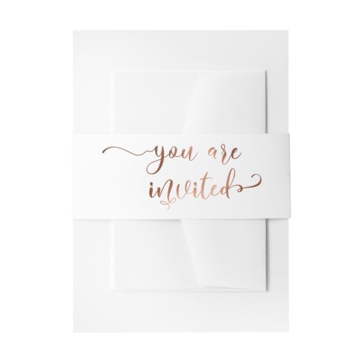 あなたは招待され書道エレガント銅、白 招待状ベリーバンド (正面例)