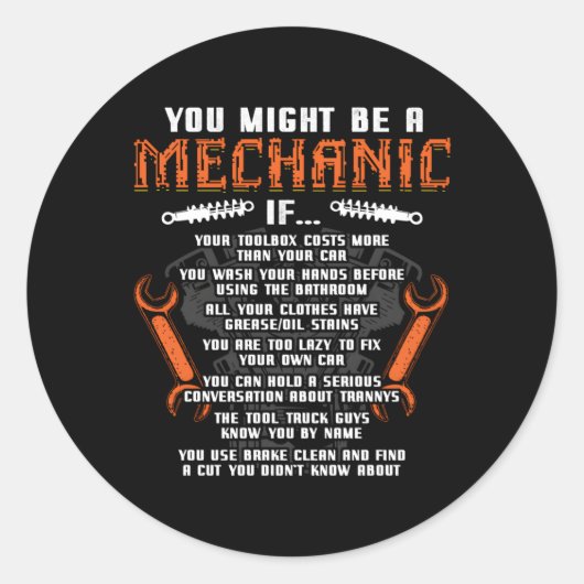 あなたは整備士自動もし整備士車レパかもしれない ラウンドシール (正面)