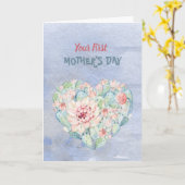 あなたは最初の母の日の水の色サボカード カード (黄色い花)