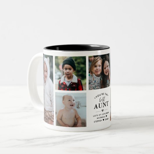 あなたは最高のおばさん他の7枚コラージュ ツートーンマグカップ (正面左)