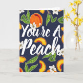 「あなたは最高の人」ピンクの桃のイラスト＆ネイビー カード (黄色い花)