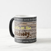 あなたは木道に入って間抜けいる。ドイツ語! モーフィングマグカップ (正面左)