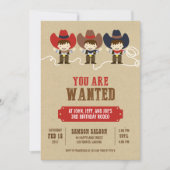 あなたは欲しいカウボーイトリプレット誕生日招待状 招待状 (正面)