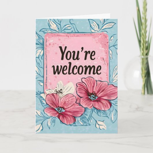 あなたは歓迎ピンク色の花 シーズンカード (正面)