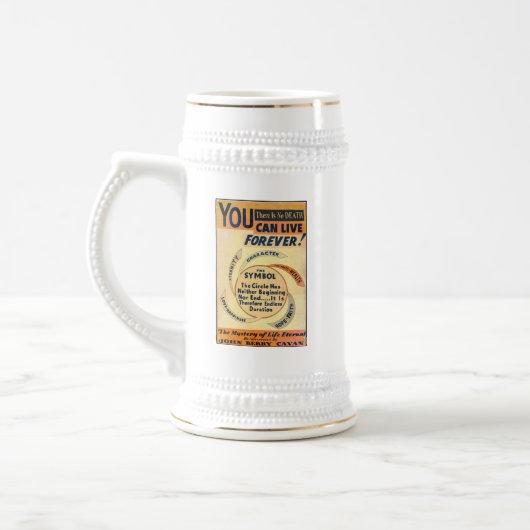 あなたは永遠にビールスタインを生きることができる ビールジョッキ (左)