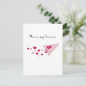 あなたは永遠に可愛いピンクの飛行機&ハート シーズンポストカード (スタンド正面)