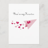 あなたは永遠に可愛いピンクの飛行機&ハート シーズンポストカード (正面)