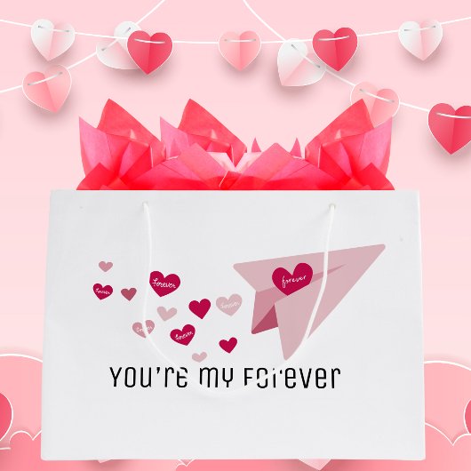 あなたは永遠に可愛いピンクの飛行機&ハート ラージペーパーバッグ