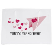 あなたは永遠に可愛いピンクの飛行機&ハート ラージペーパーバッグ (正面)