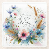 あなたは滞在する神、水の色フローラ ガラスコースター (正面)