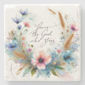 あなたは滞在する神、水の色フローラ ストーンコースター (正面)