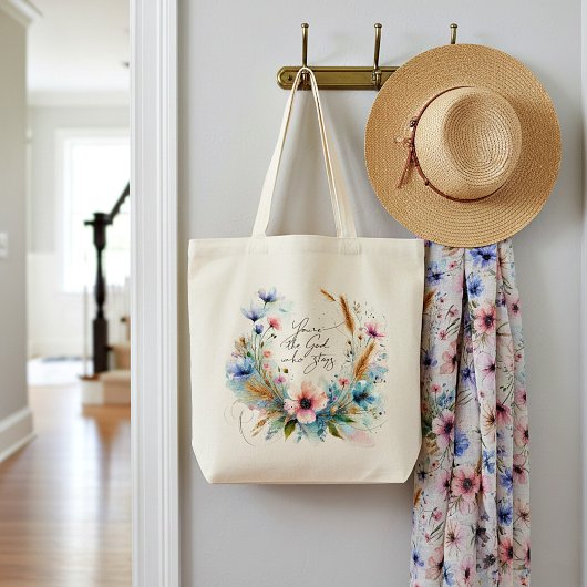 あなたは滞在する神、水の色フローラ トートバッグ