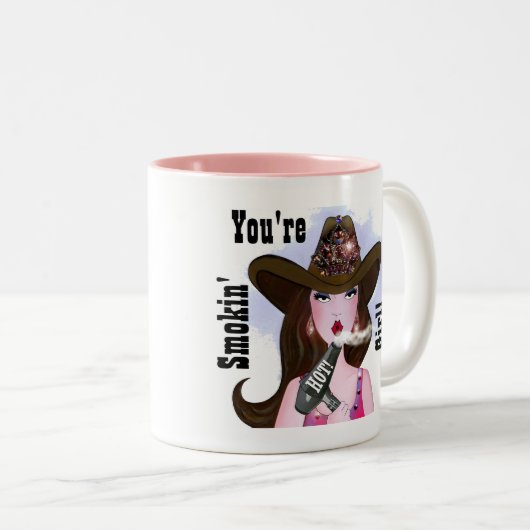 「あなたは熱いぞ、お嬢さん!」 美容師マグカップ ツートーンマグカップ (正面右)