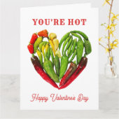 あなたは熱いチリ唐辛子ハートバレンタインデー カード (黄色い花)
