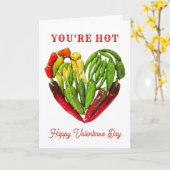 あなたは熱いチリ唐辛子ハートバレンタインデー カード (黄色い花)