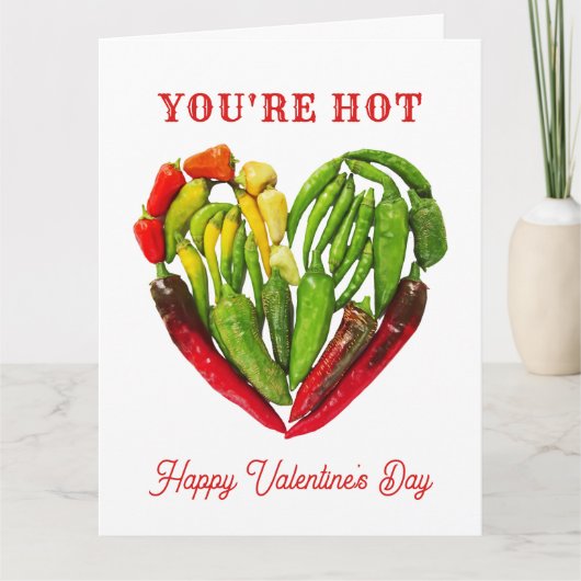 あなたは熱いチリ唐辛子ハートバレンタインデー カード (正面)