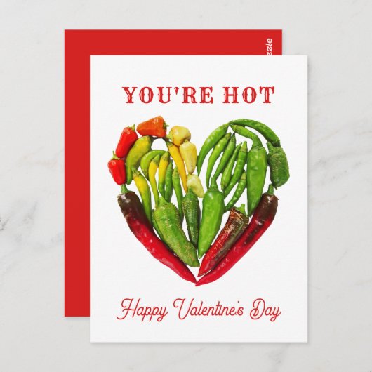 あなたは熱いチリ唐辛子ハートバレンタイン ポストカード (正面/裏面)