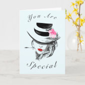 あなたは特別なカード 不思議な帽子の女性 カード (黄色い花)