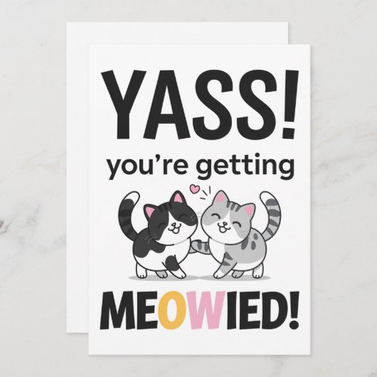 あなたは猫おもしろいを結婚連結婚したれて 招待状 (正面/裏面)