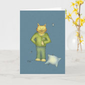 あなたは猫のパジャマの挨拶状 カード (黄色い花)