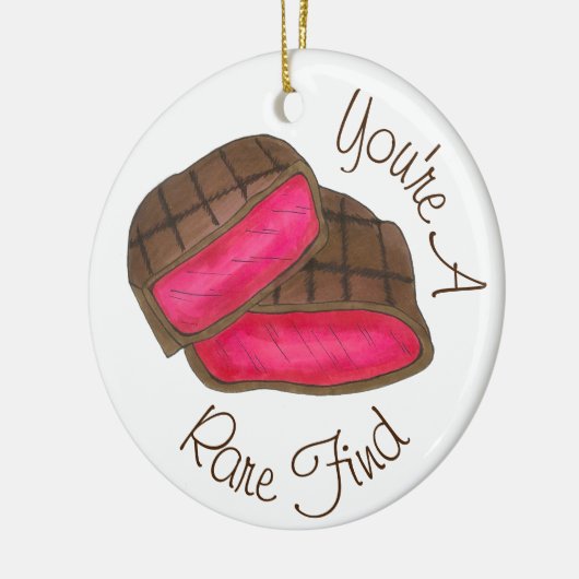 あなたは珍しい恋を見つける焼きステーキグルメ セラミックオーナメント (左)