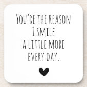 あなたは理由タイポグラフィハート コースター (正面)