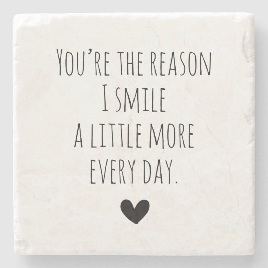 あなたは理由タイポグラフィハート ストーンコースター (正面)