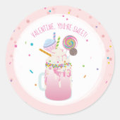 あなたは甘いバレンタインミルクシャ熱狂するークス振り掛け ラウンドシール (正面)