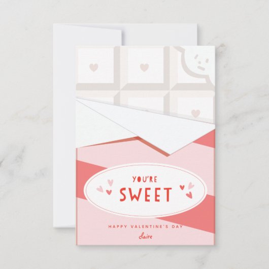 あなたは甘い教室バレンタインデーのカード白 招待状 (正面)