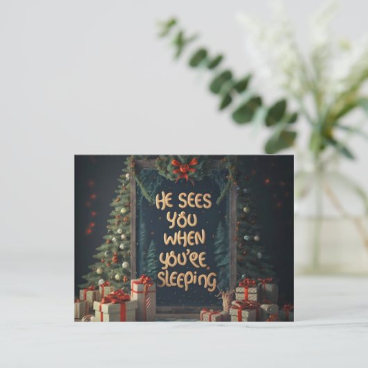 あなたは眠っているときに彼があなたを見るクリスマス ポストカード (スタンド正面)