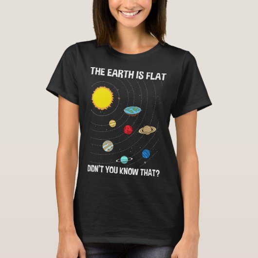 あなたは知らなかったの?地球は平ら 平らな地球の地図 C Tシャツ (正面)