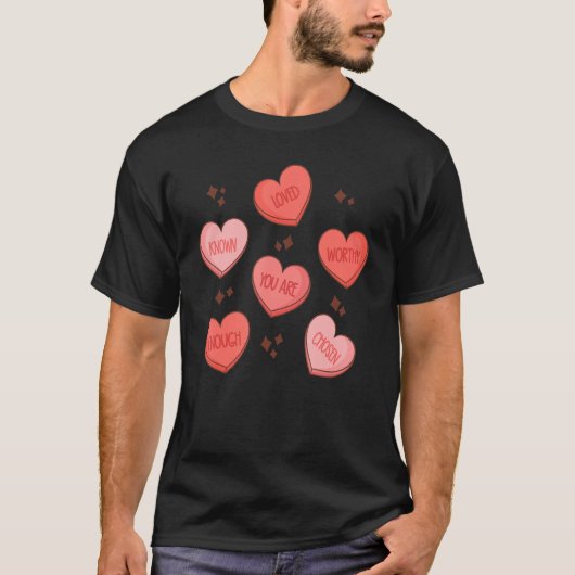 あなたは知られ愛され価値あり選ばれ十分なクリスチャン Tシャツ (正面)