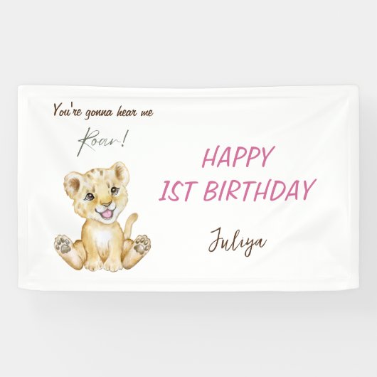 あなたは私がピンクの轟音を聞く誕生日 横断幕 (横)