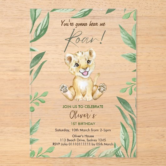 あなたは私が轟音を聞く最初の誕生日 アクリル招待状 (正面)