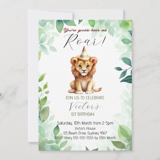 あなたは私が轟音を聞く最初の誕生日 招待状 (正面)