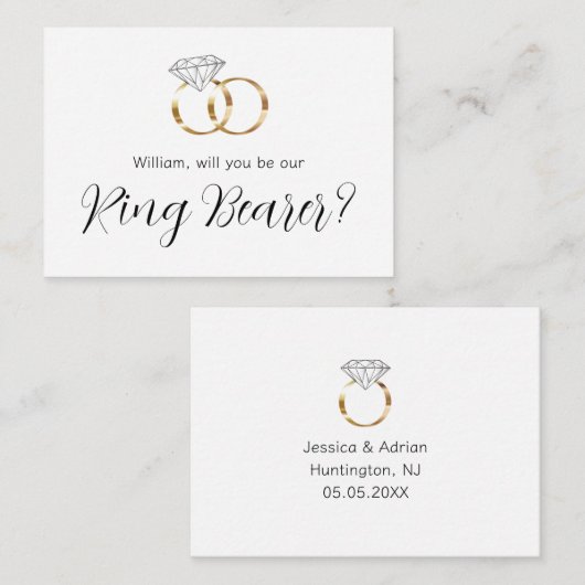 あなたは私たちのリングや輪ベアラーダイヤモンド結婚のリングや輪か ノートカード (正面/裏面)