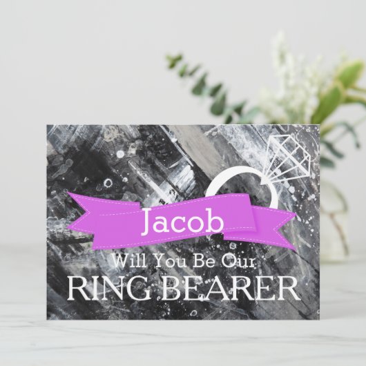 あなたは私たちのリングや輪ベアラー木製招待状になる 招待状 (スタンド正面)