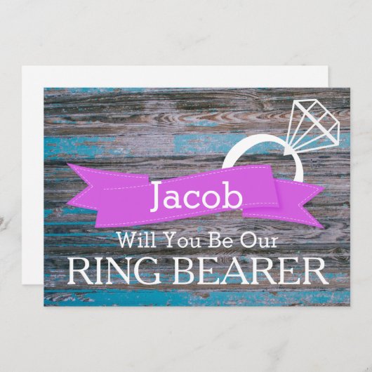 あなたは私たちのリングや輪持参木木製 招待状 (正面/裏面)