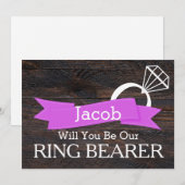 あなたは私たちのリングボーイになってもらえますか？ウッディ 招待状 (正面/裏面)