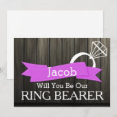 あなたは私たちのリングボーイになってもらえますか?ウッディ 招待状 (正面/裏面)