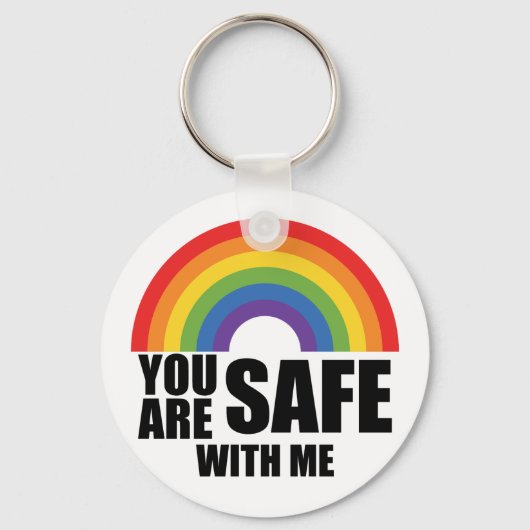 あなたは私と安全であるLGBTQレインボープライド キーホルダー (正面)