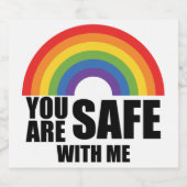 あなたは私と安全であるLGBTQレインボープライド スパークリングワインラベル (シングルラベル)