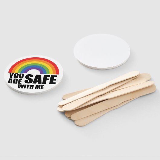 あなたは私と安全であるLGBTQレインボープライド ハンドファン (組立なし)