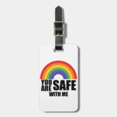 あなたは私と安全であるLGBTQレインボープライド ラゲッジタグ (正面縦)