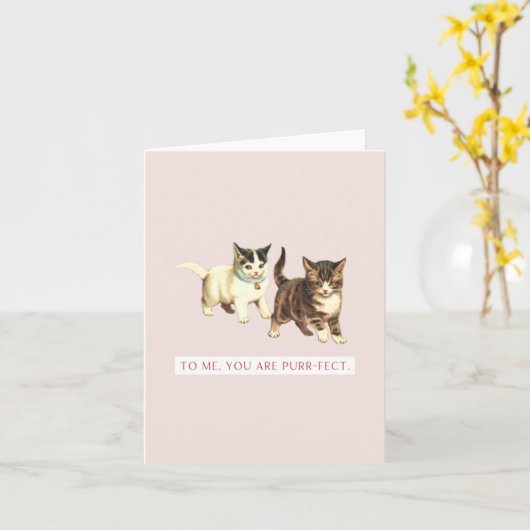 あなたは私にとって、完璧なビンテージ猫のユーモアカードよ カード (黄色い花)