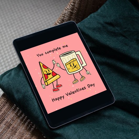 あなたは私にビールとピザのバレンタインのカードを完成 招待状